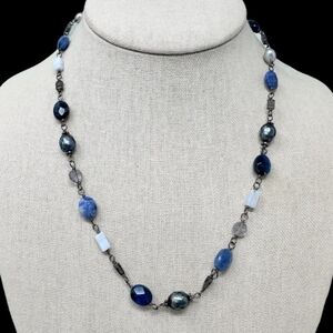 Silpada Vintage Sterling Silver Sodalite 
Blue Lace Chalcedony Pearl Necklace